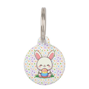Placa Para Mascotas Conejo de primavera/Semana Santa con huevo