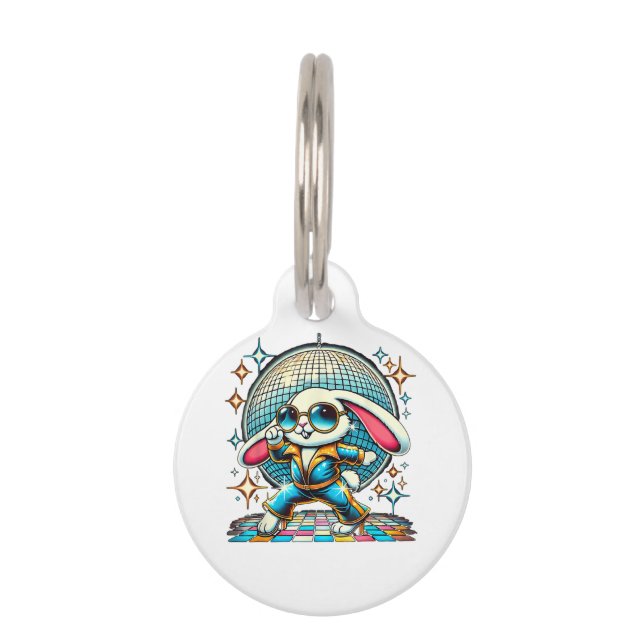 Placa Para Mascotas Conejo Disco Estético (Anverso)