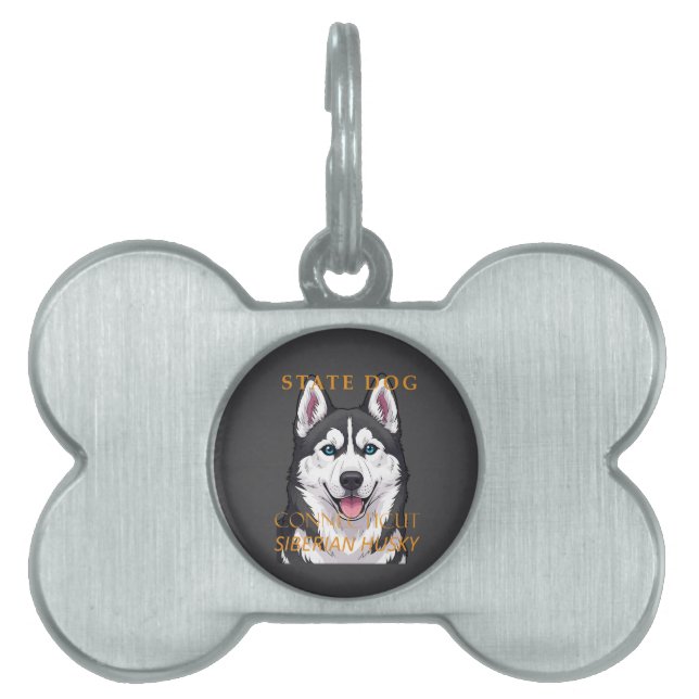 Placa Para Mascotas Connecticut Territory Dog Siberian Husky (Frente)