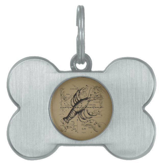 Placa Para Mascotas Constelación del cáncer Hevelius 1690 (Frente)
