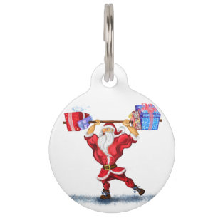 Placa Para Mascotas Constructor de cuerpos Santa Claus con regalos de