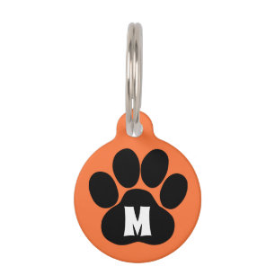 Placa Para Mascotas Contacto anaranjado Info de la inicial de la