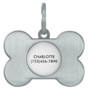 Placa Para Mascotas Contacto de nombre personalizado blanco negro simp