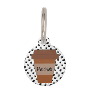Placa Para Mascotas Copa personalizada de café con pinturas negras