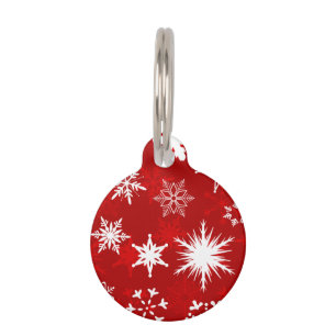 Placa Para Mascotas Copos de nieve festivos del navidad
