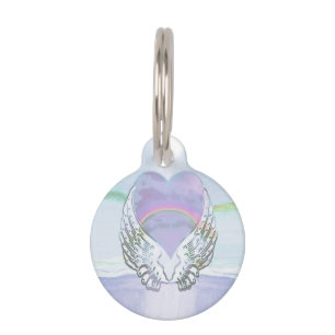 Placa Para Mascotas Corazón, alas del ángel y océano