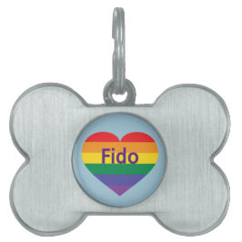 Placa Para Mascotas Corazón arcoiris