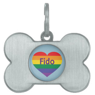 Placa Para Mascotas Corazón arcoiris