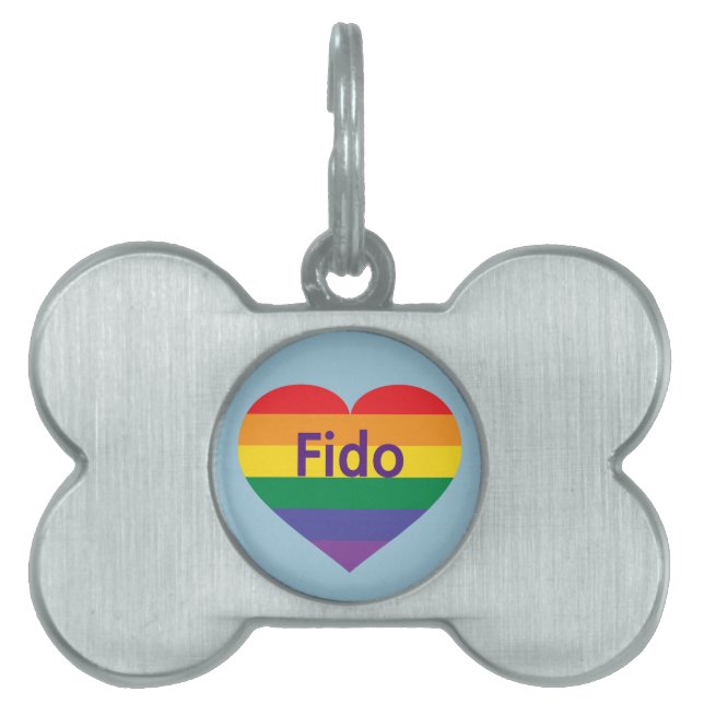 Placa Para Mascotas Corazón arcoiris (Frente)