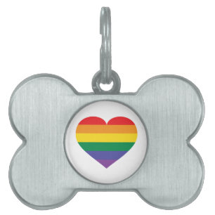 Placa Para Mascotas Corazón arcoiris
