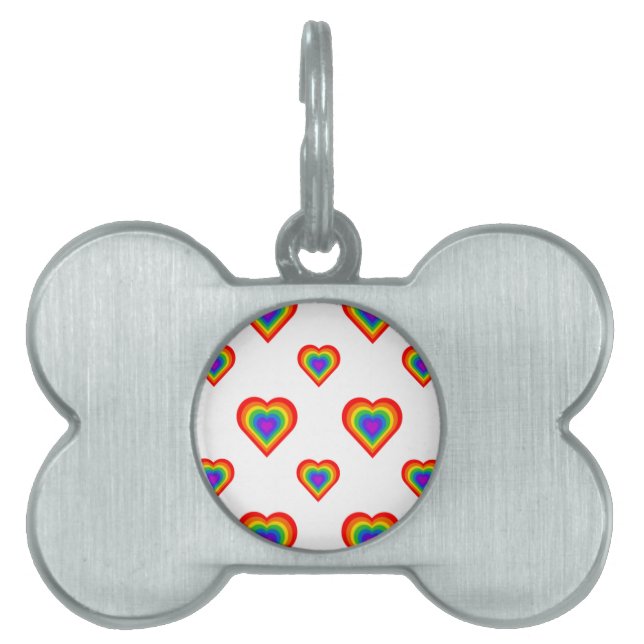 Placa Para Mascotas Corazón arcoiris (Frente)
