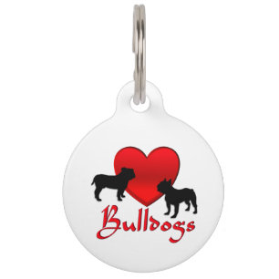 Placa Para Mascotas Corazón Bulldogs