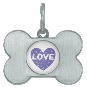 Placa Para Mascotas Corazón de amor púrpura