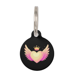 Placa Para Mascotas Corazón de ángel con alas rosadas de Guay y toque 