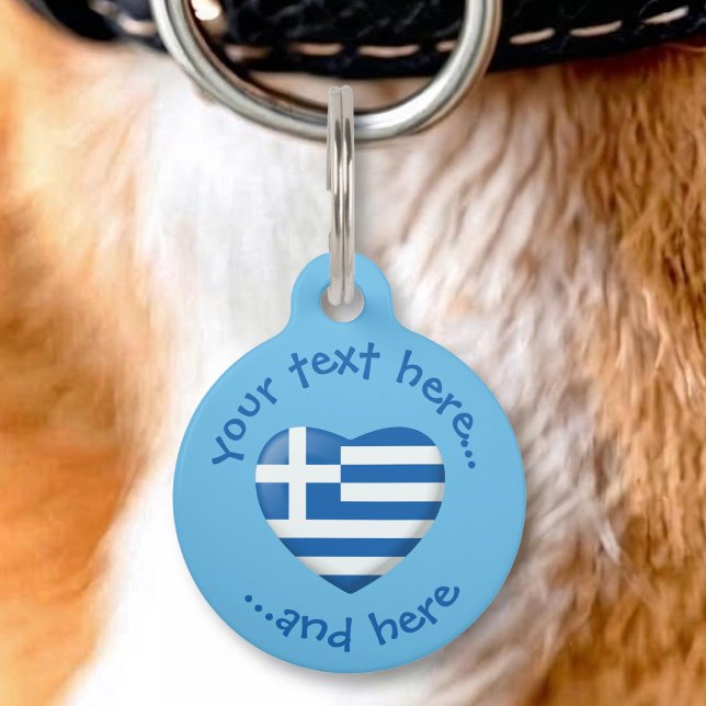 Placa Para Mascotas Corazón de bandera griega (Subido por el creador)