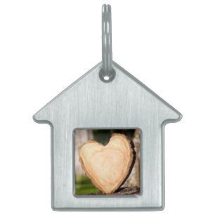 Placa Para Mascotas corazón de madera