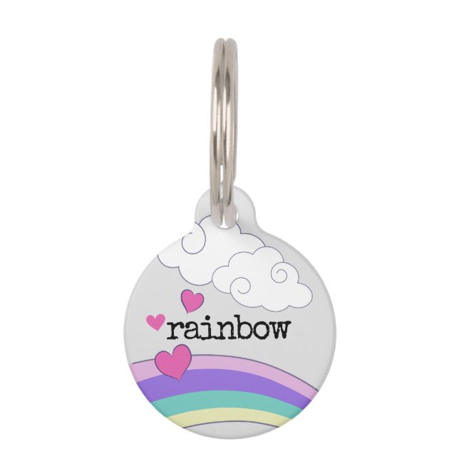Placa Para Mascotas Corazón de Nube Arcoíris (Anverso)