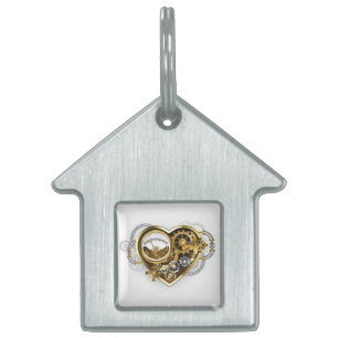 Placa Para Mascotas Corazón de vapor con un manómetro