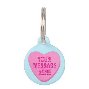 Placa Para Mascotas Corazón dulce con Personalizado texto-rosa corazón