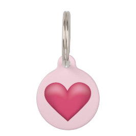 Placa Para Mascotas Corazón en forma de corazón rosa sobre rosa claro