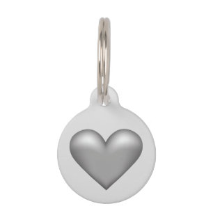 Placa Para Mascotas Corazón Gris Plateado Con Nombre De Mascota Y Núme