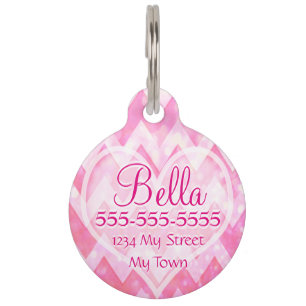 Placa Para Mascotas Corazón Purpurina Chevorn Rosa