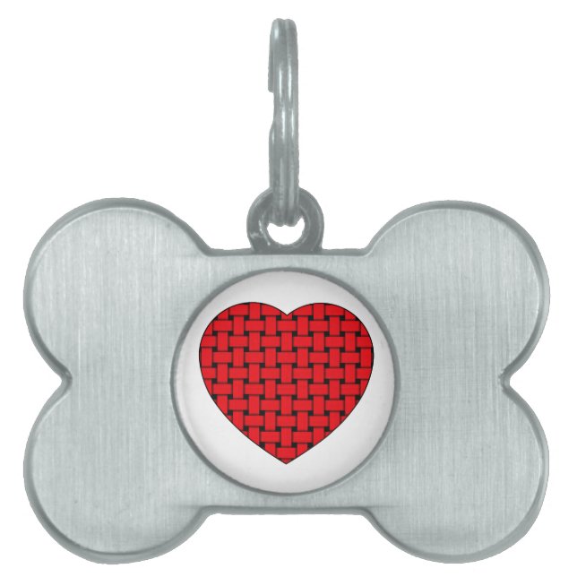 Placa Para Mascotas Corazón rojo agitado (Frente)