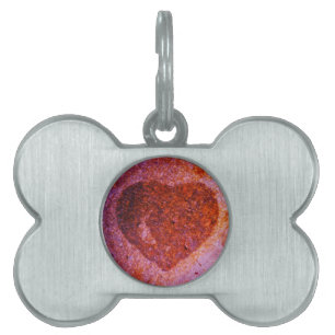 Placa Para Mascotas corazón rosa coral