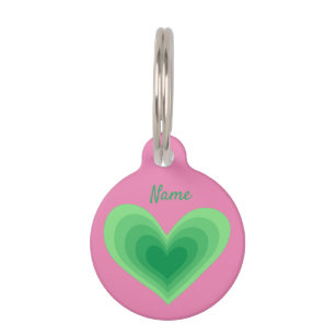 Placa Para Mascotas Corazón verde sabio Thunder_Cove