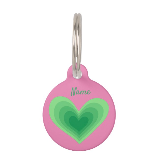 Placa Para Mascotas Corazón verde sabio Thunder_Cove  (Anverso)