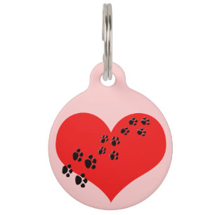 Placa Para Mascotas Corazón y pintura recortados Imprime etiqueta de m