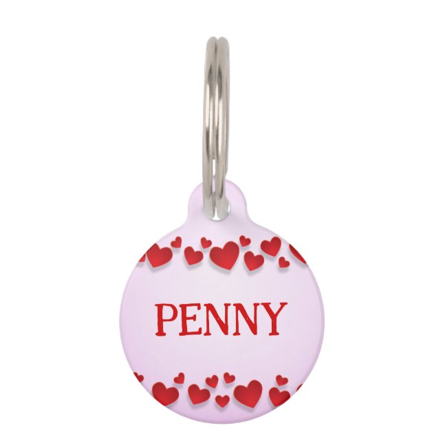 Placa Para Mascotas Corazones (Anverso)