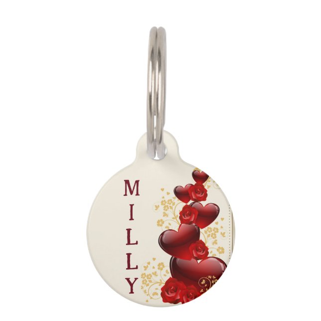 Placa Para Mascotas Corazones (Anverso)
