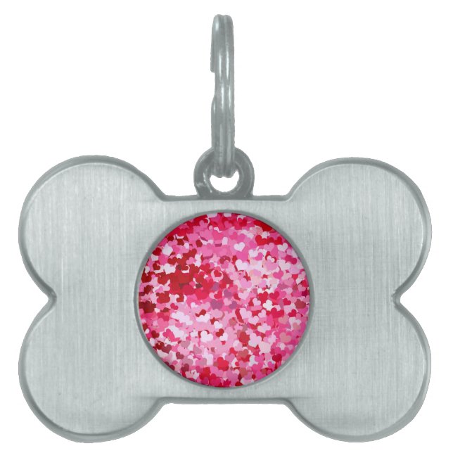 Placa Para Mascotas Corazones confetti rosadas (Frente)