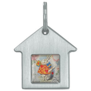 Placa Para Mascotas Corazones de Conejo Blanco Alice Clásico