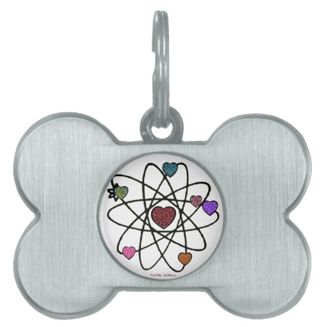 Placa Para Mascotas Corazones de impresión atómicos de San Valentín (Frente)