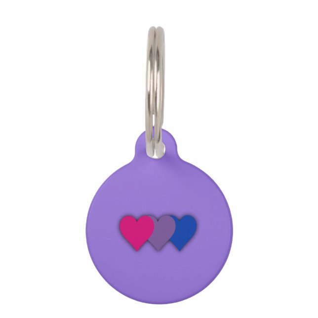 Placa Para Mascotas Corazones de orgullo de bisexuales (Anverso)