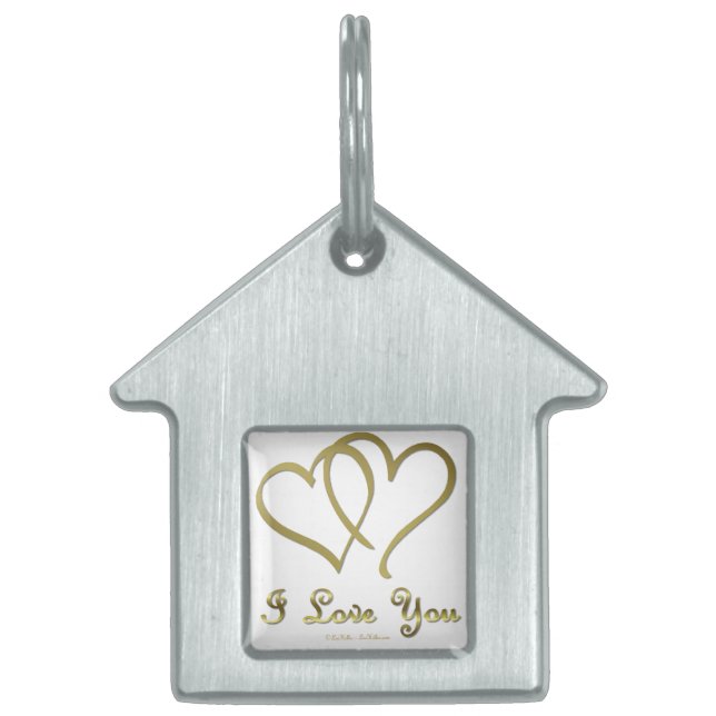 Placa Para Mascotas Corazones de oro entrelazados te amo (Frente)