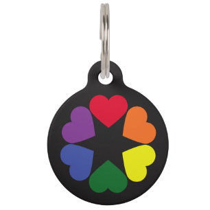 Placa Para Mascotas Corazones del orgullo de LGBT