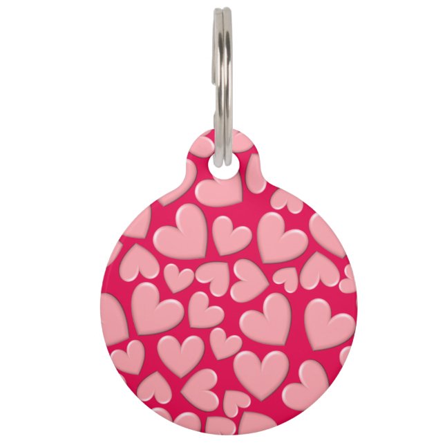 Placa Para Mascotas Corazones Hinchados (Anverso)