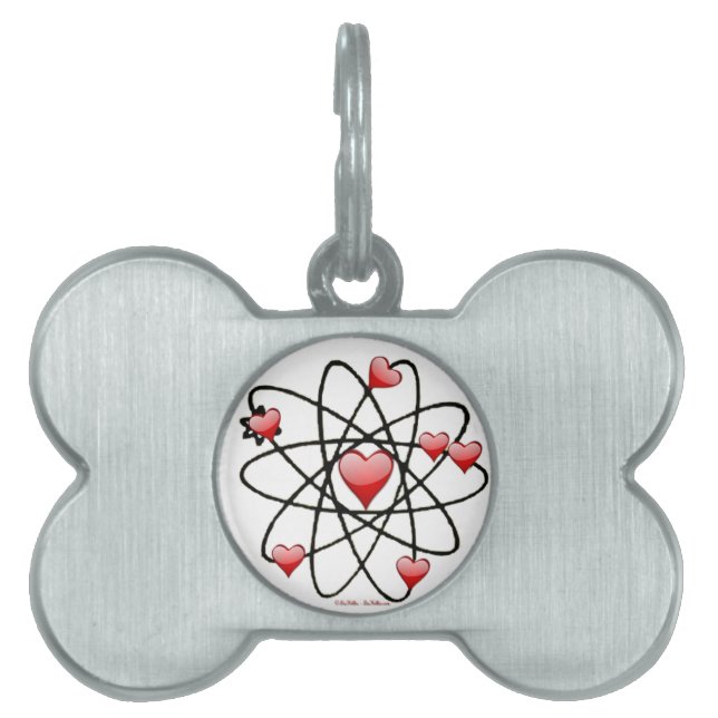 Placa Para Mascotas Corazones rojos de San Valentín atómico (Frente)