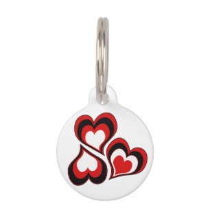 Placa Para Mascotas Corazones, rojos, negros, blancos, día de San Vale
