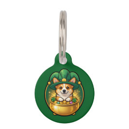 Placa Para Mascotas Corgi Leprechaun Pot of Gold St. Patrick’s Day T