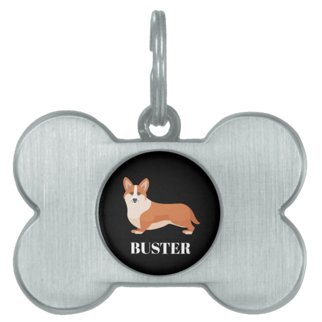 Placa Para Mascotas Corgi Personalizado (Frente)