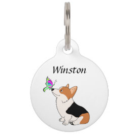 Placa Para Mascotas Corgi tricolor con etiqueta de identificación de m