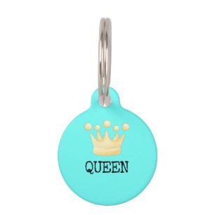 Placa Para Mascotas Corona azul princesa reina mascota