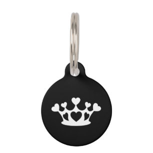 Placa Para Mascotas Corona con corazones contra los negros