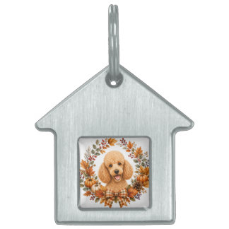Placa Para Mascotas Corona de Otoño de Caniche