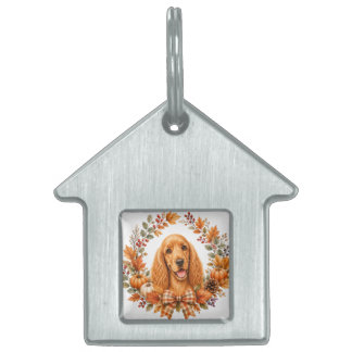 Placa Para Mascotas Corona de Otoño para Cocker Spaniel