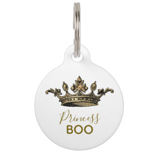 Placa Para Mascotas Corona dorada de la Princesa